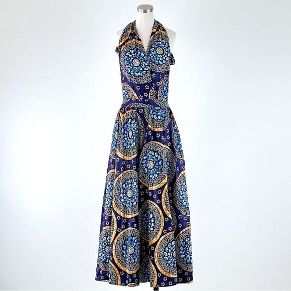 ADVANCE Yellow & Blue Wax Dye Infinity Dress - Picture 4 of 12